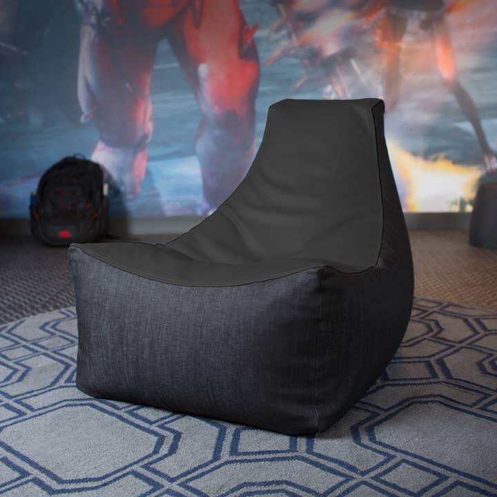 LuvU - Wholesale Chair - Jaxx Pixel Gamer Bean Bag Chair, Premium Vinyl / Dark Denim40