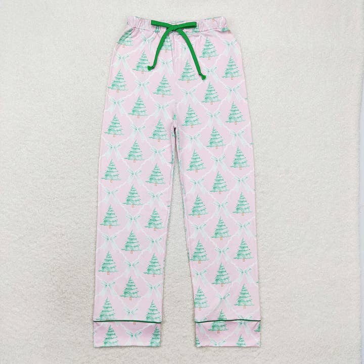 Aier Wholesale - Wholesale Sleepwear Bottom - Women's - Adult Women Christmas Pink Bows Trees Bottom Pants Pajamas
