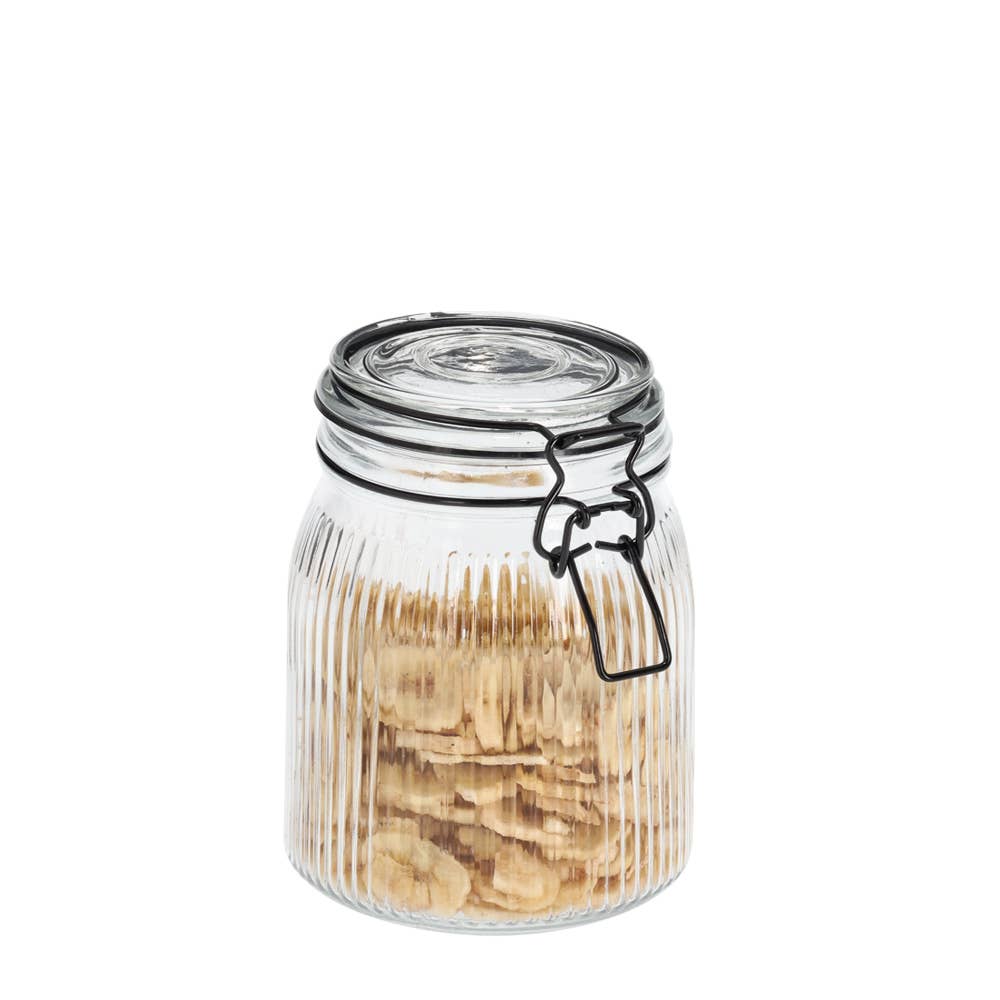 Transparent Black Storage jar with clamp lid, 1000 ml for wholesale on Faire2