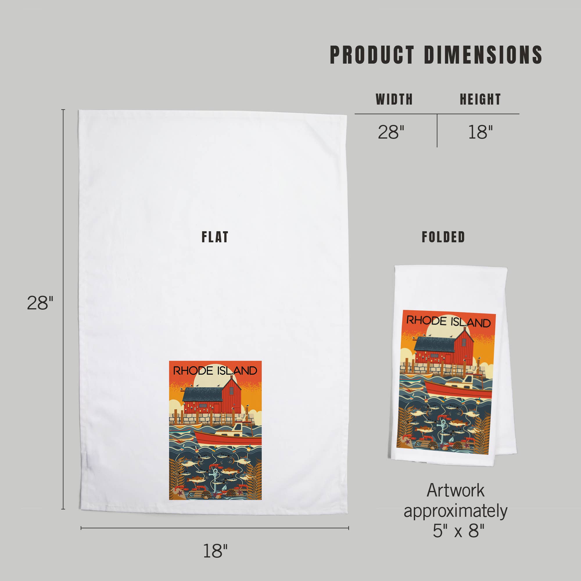 Lantern Press - Vendita all'ingrosso Strofinacci - ASCIUGAMANO DA TÈ BIOLOGICO Rhode Island, geometrico nautico4