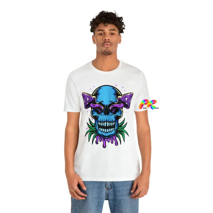 Mushroom Skull T-shirt met korte mouwen, uniseks voor wholesale door Prism Raves