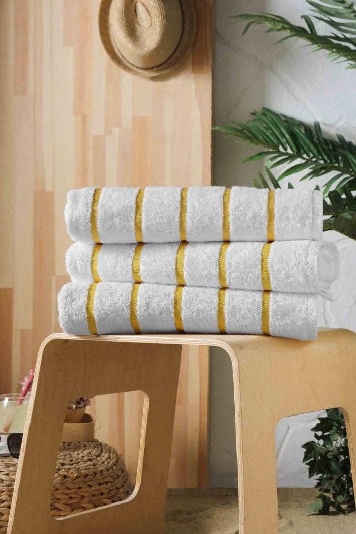 Globaltex Fine Linens - Wholesale Beach Towel - Yellow Stripe Pool and Beach Towel (Single)