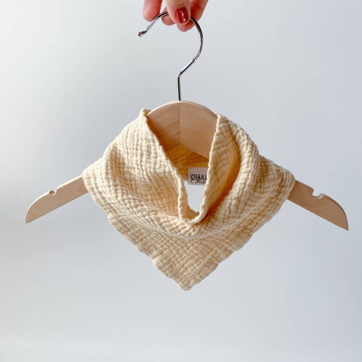 ECRU Lightweight Cotton Gauze Baby Bandana Bib for wholesale by Charley Charles