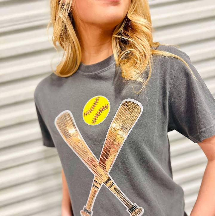 Dash Forward Wholesale - Wholesale T-Shirt - Women's - Softball Bats Sequin Patch Tee