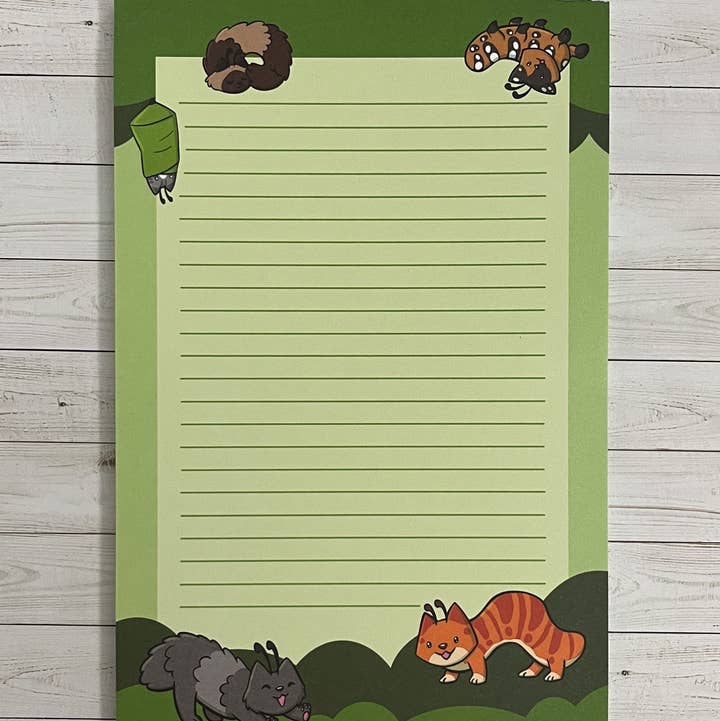 Geekly Whimsical - Wholesale Notepad - CATerpillar Lined Notepad - 8.5 x 5.5 in0