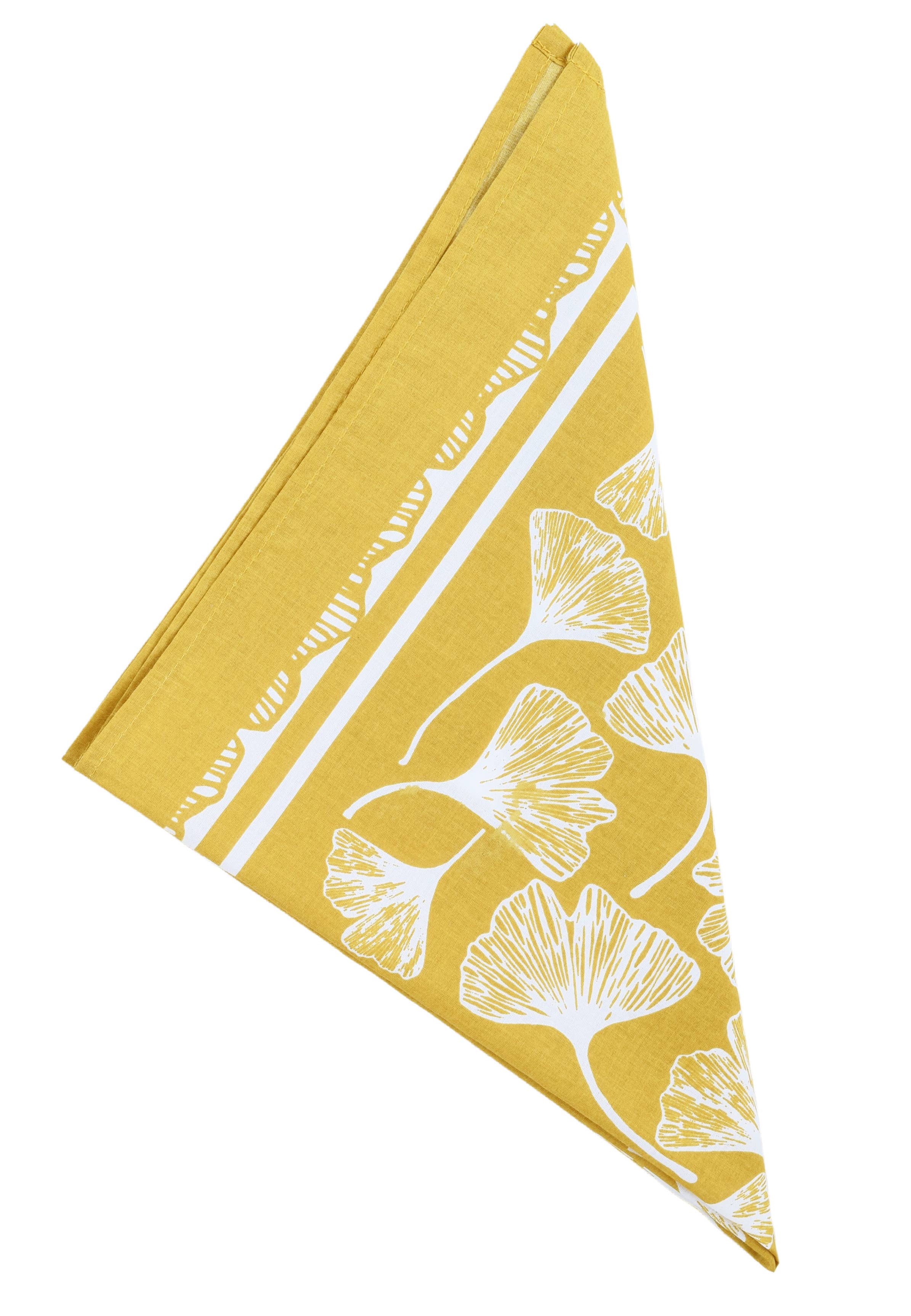 Hearth and Harrow - Wholesale Bandana - Unisex - Ginkgo Leaf Bandana - 100% Cotton - Hand Printed - Yellow2