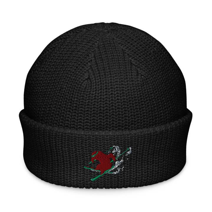 Goldie the Skiing Grizzly short beanie for wholesale by Sno*Cal