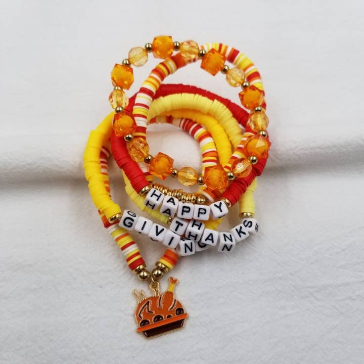Braccialetto Heishi Tacchino FELICE GIORNO DEL RINGRAZIAMENTO per la vendita all'ingrosso da parte di ENA Jewelry