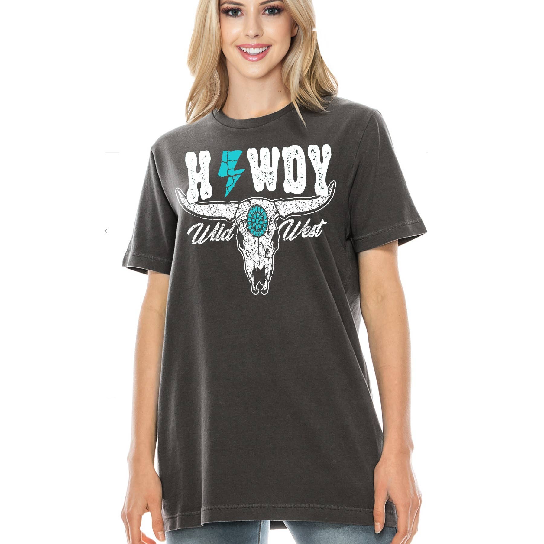 Amused by Blue - Wholesale Screen Printed T-Shirt - Women's - HOWDY WILD WEST8