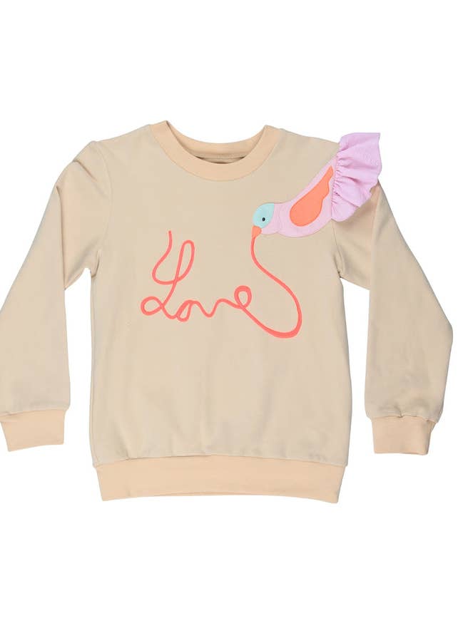 Lucia Love Beiges Sweatshirt für Kinder für den Großhandel von Wauw Capow by Bangbang Copenhagen