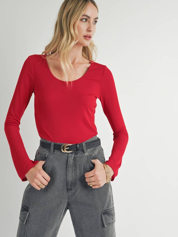 Special Gaze Knit Top: RED for wholesale by Sage The Label