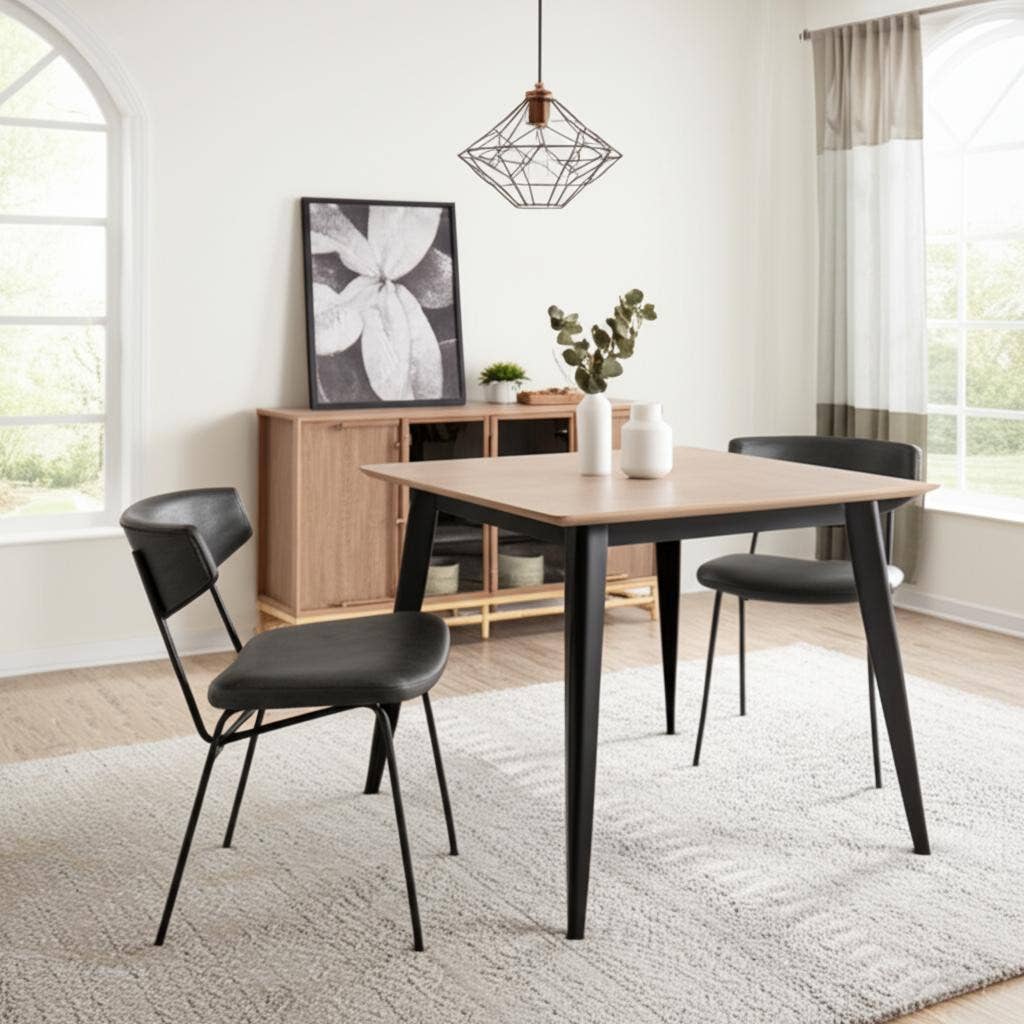 HomeRoots - Wholesale Chair - Set of Two Gray and Black Upholstered Faux Leather Open Back Dining Side Chairs1