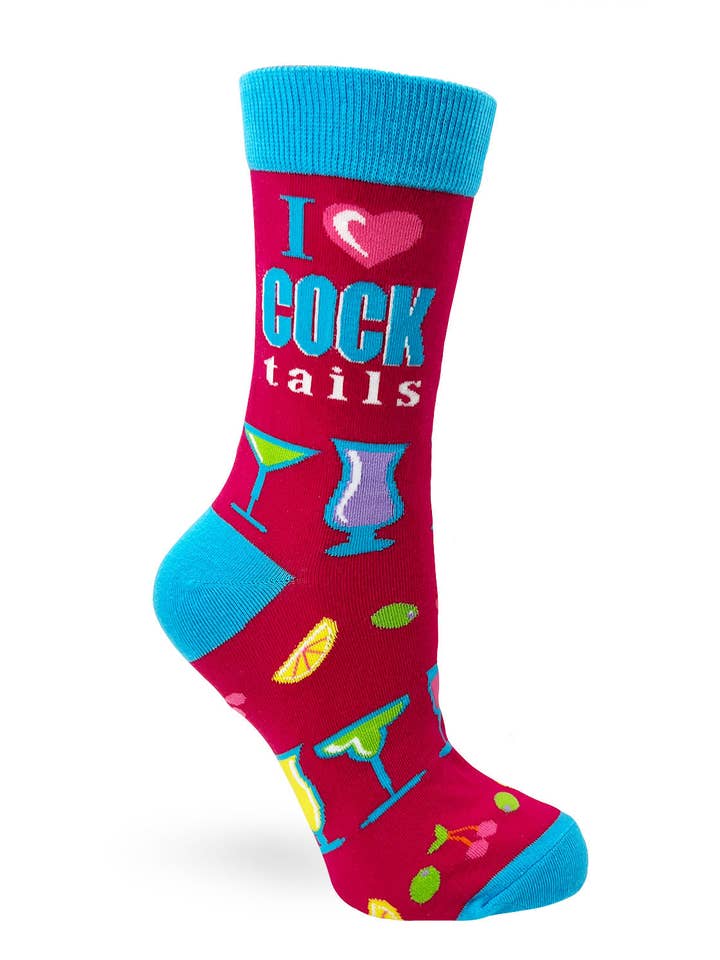 Fabdaz - Wholesale Socks - Women's - I Love Cocktails Women's Crew Socks