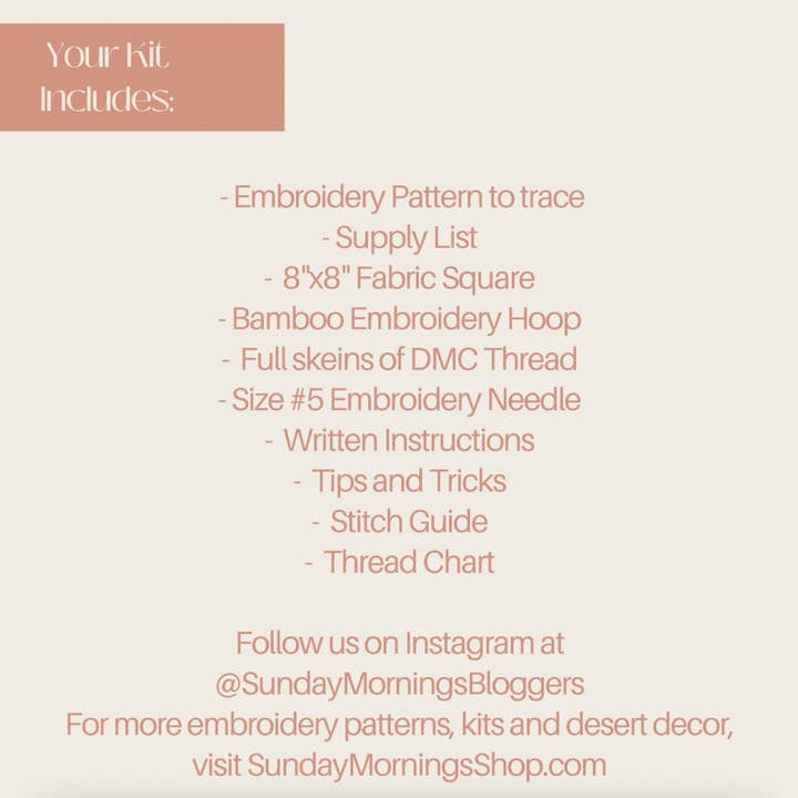 Sunday Mornings Shop LLC - Wholesale Embroidery/Cross Stitch Supplies - Beginner Embroidery Kit - You Deserve a Lil' Treat2