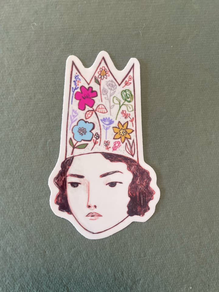 Samantha - girl with a flower crown sticker for wholesale by Amanda Blake