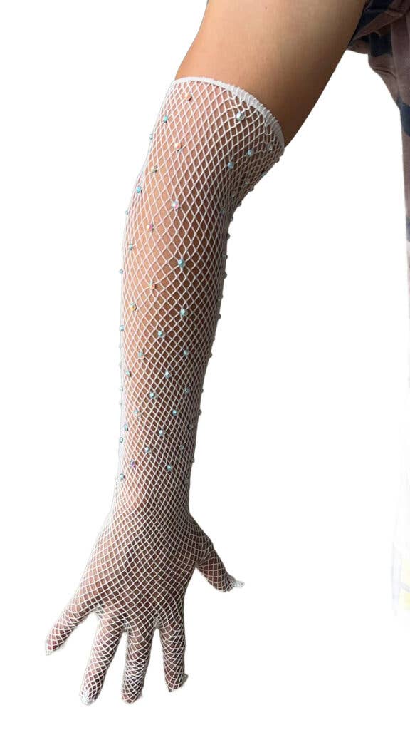 Western Fashion - Wholesale Gloves – Women's - 70504 - Fishnet Long gloves with stones ..4