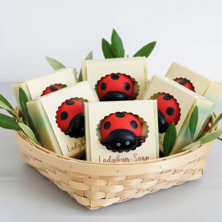 Ladybug Handmade Soap Bar for Kids VEGAN COLD PROCESS for wholesale by SARATOGA SOAP COMPANY