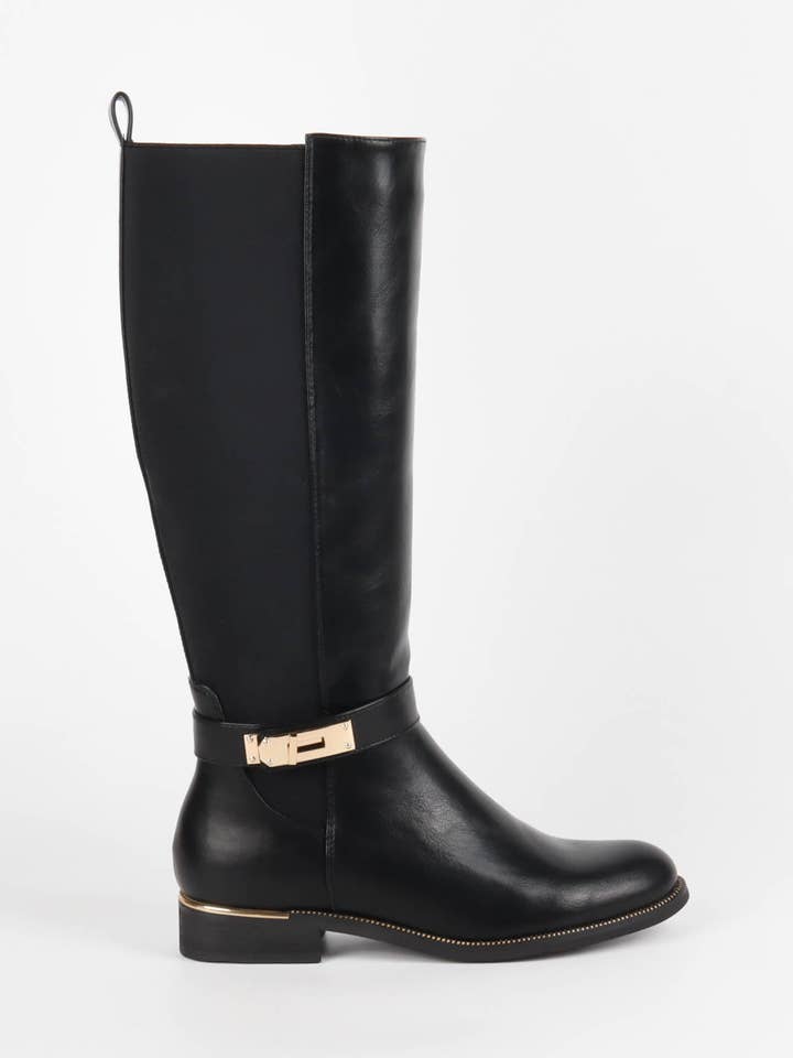 Bottes cavalières détail métallique pour la vente par La Bottine Souriante