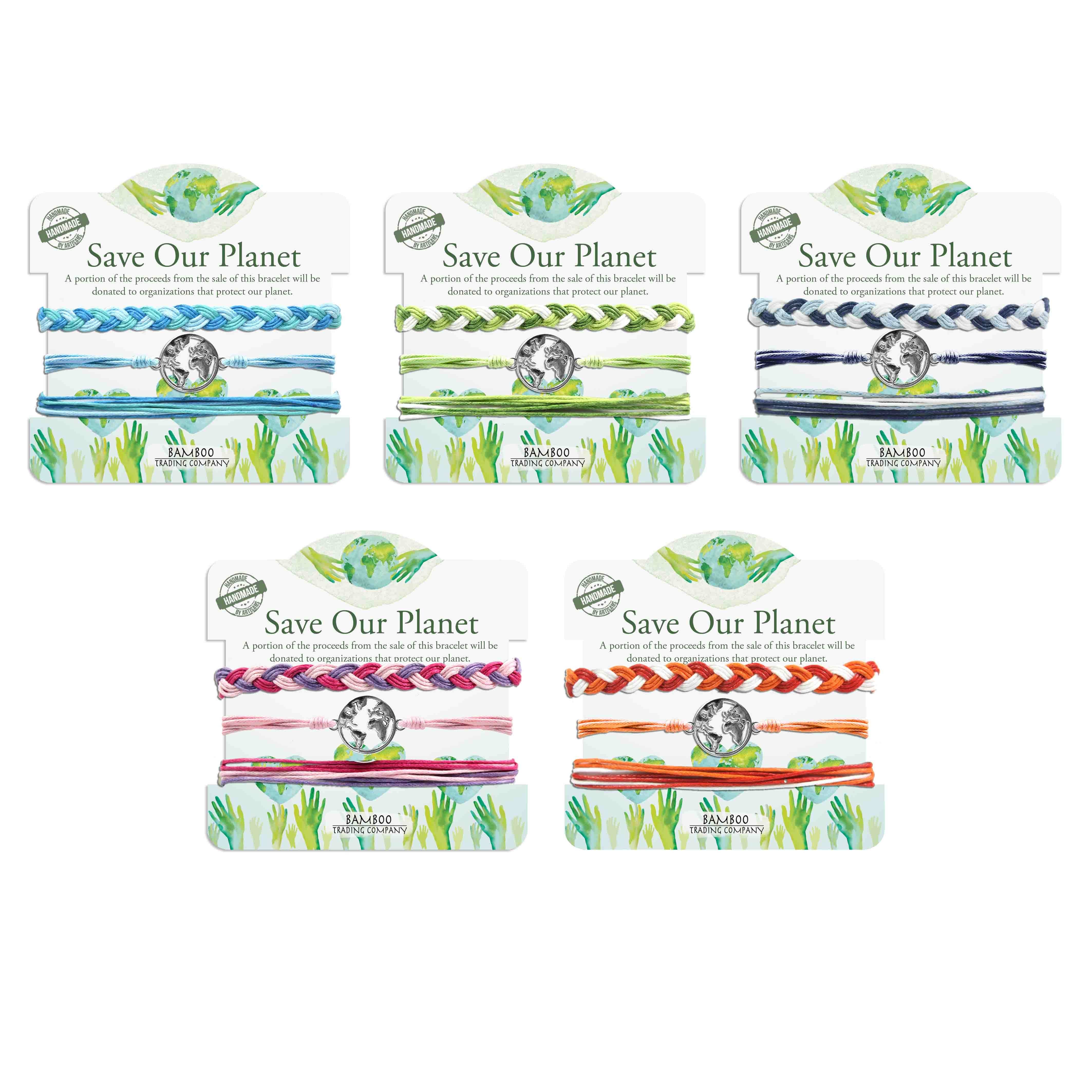 Bamboo Trading Company - Wholesale Woven/Braided Bracelet - Save Our Planet Bracelet Assortment1