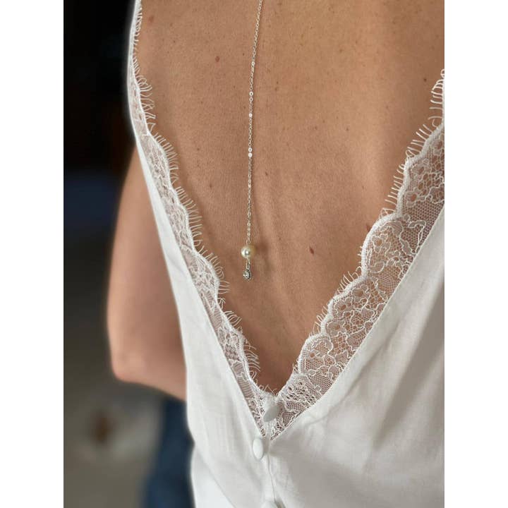 L'atelier du 6 – wholesale Y-ringat halsband – Rygglösa smycken, öppen rygg klänning halsband, silver kedja