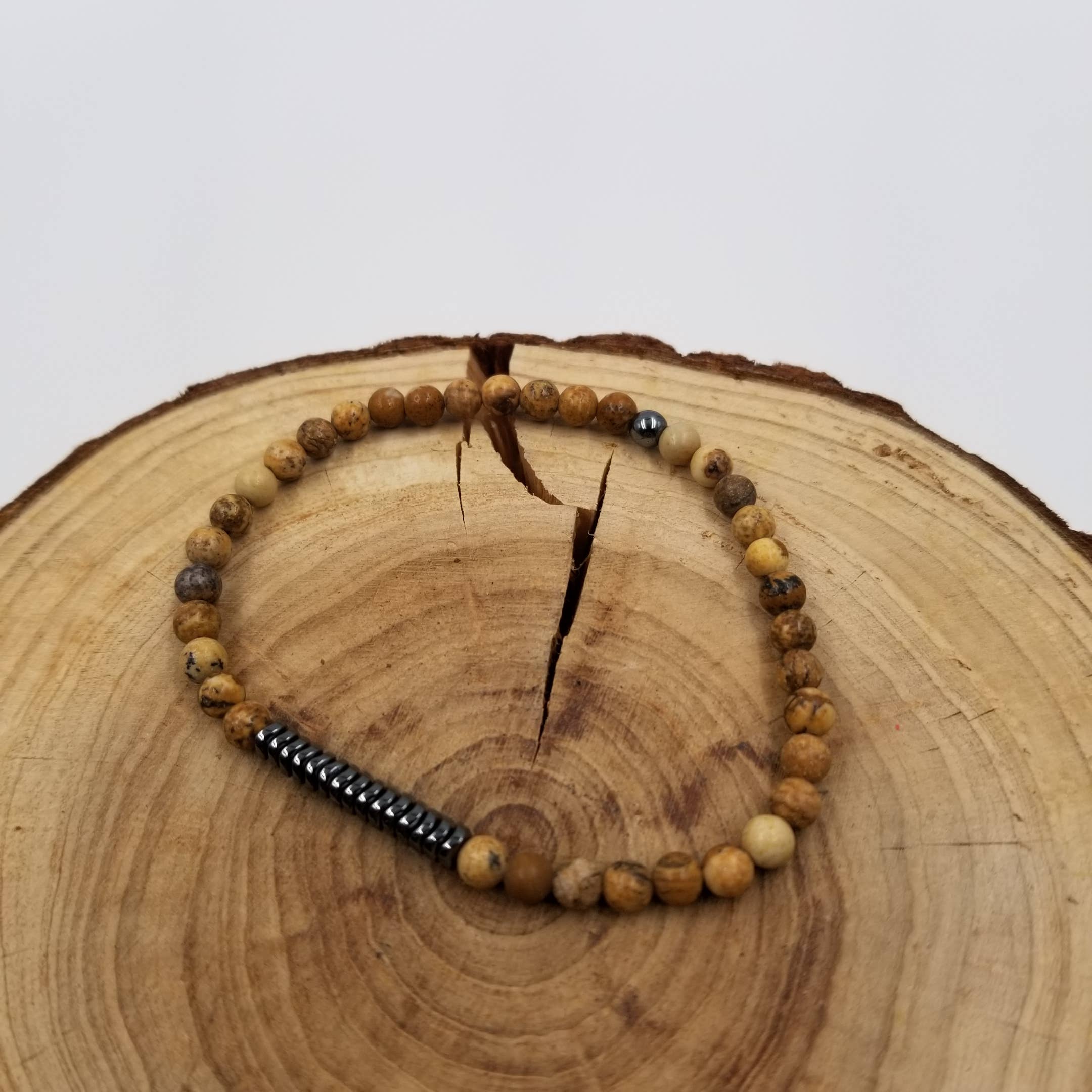 CHAKRA JEWELRY – wholesale Beaded bracelet – 4MM Natural Stone Black Gallstone Stacked Bracelet2