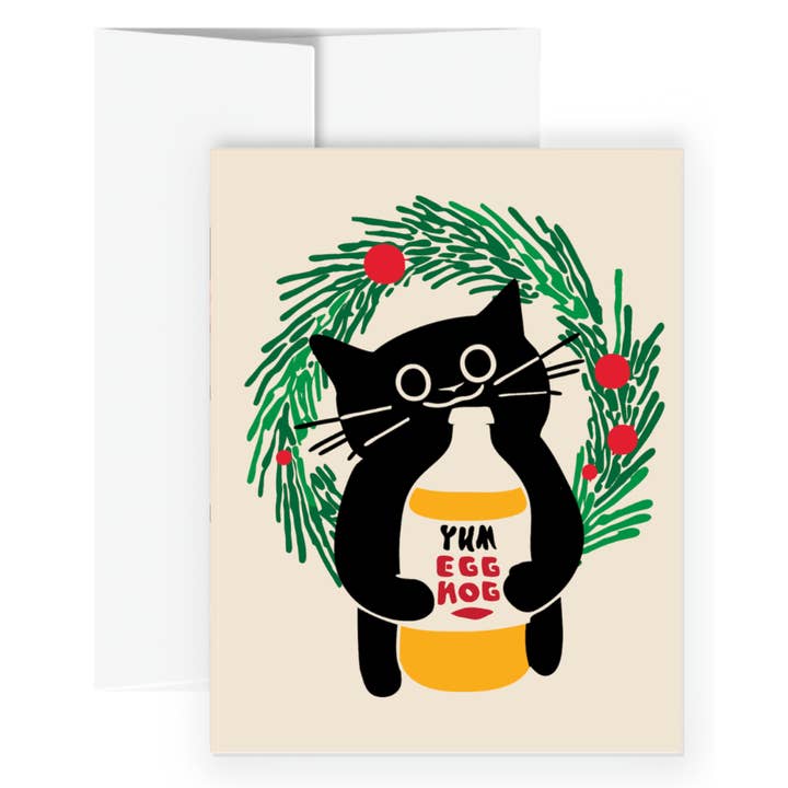 Holiday Card - Egg Nog Cat for wholesale by All Very Goods