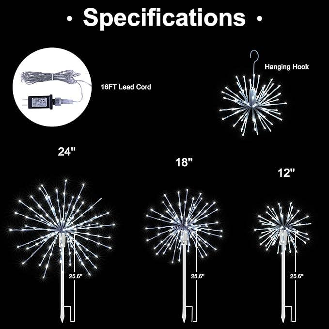 LIGHTSHARE - Wholesale Outdoor/Lawn Light - Starburst Light Lighted Ball LED Firework Lights White Twink17