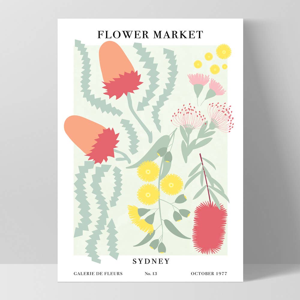 PRINT AND PROPER - Wholesale Art Print - Flower Market Sydney Poster. Australian Bush Flowers Wallart0