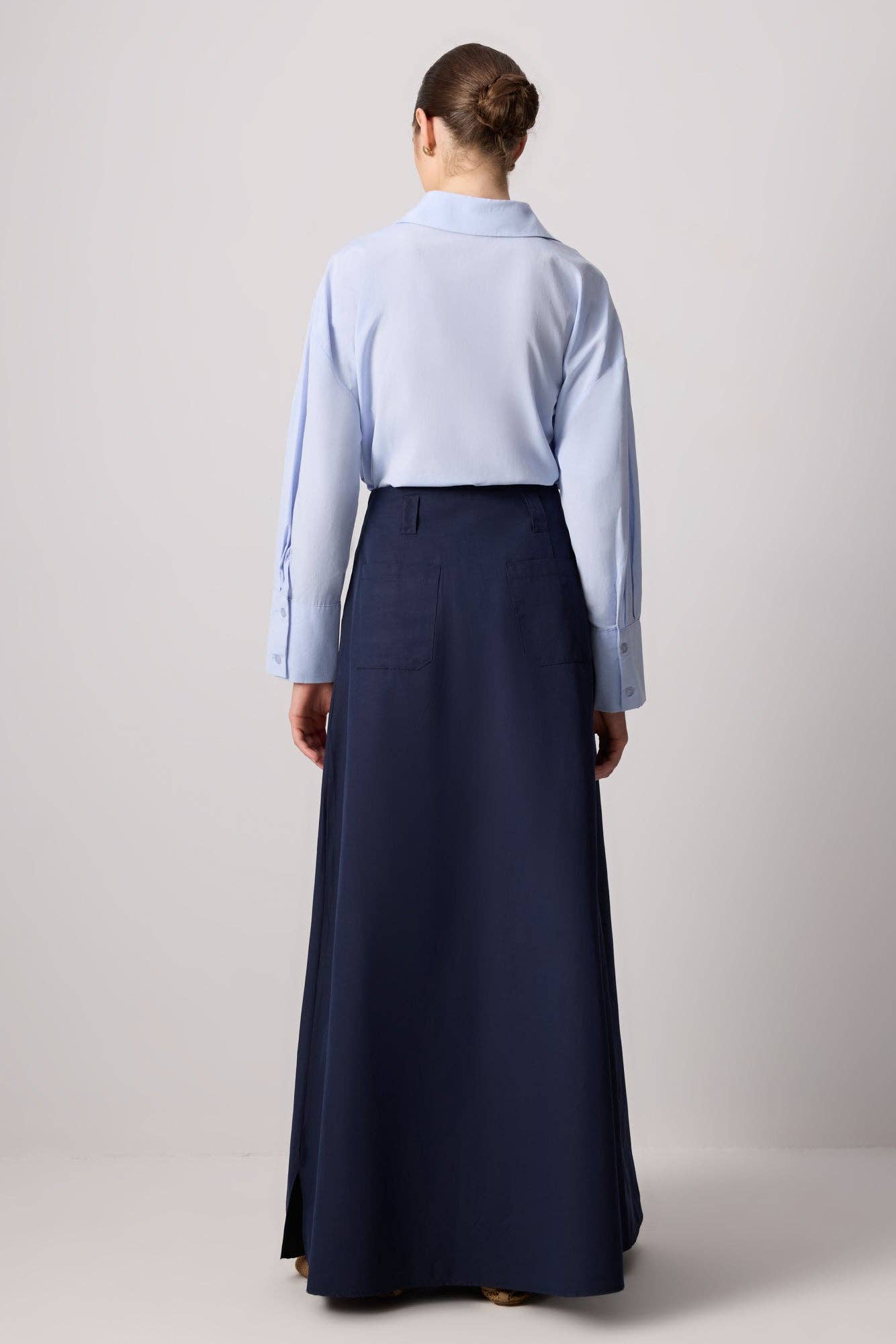 Navy Blue A LINE SKIRT WITH DARTS - COTTON BLEND for wholesale on Faire3