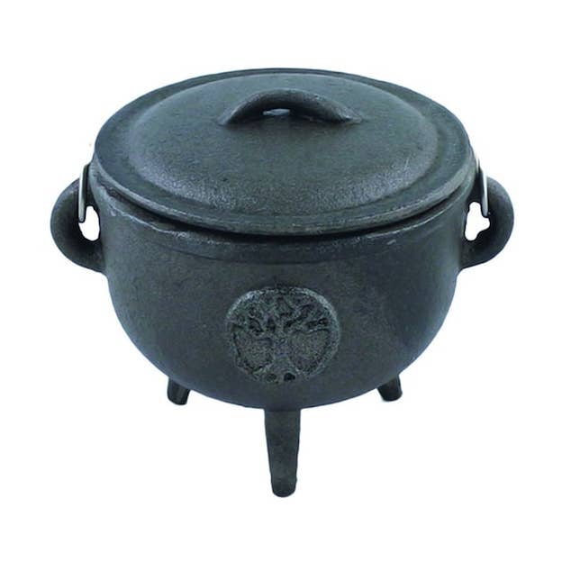 Tree of Life Cast Iron Cauldron w/ Lid (4.5 in.) for wholesale by Designs by Deekay Inc.