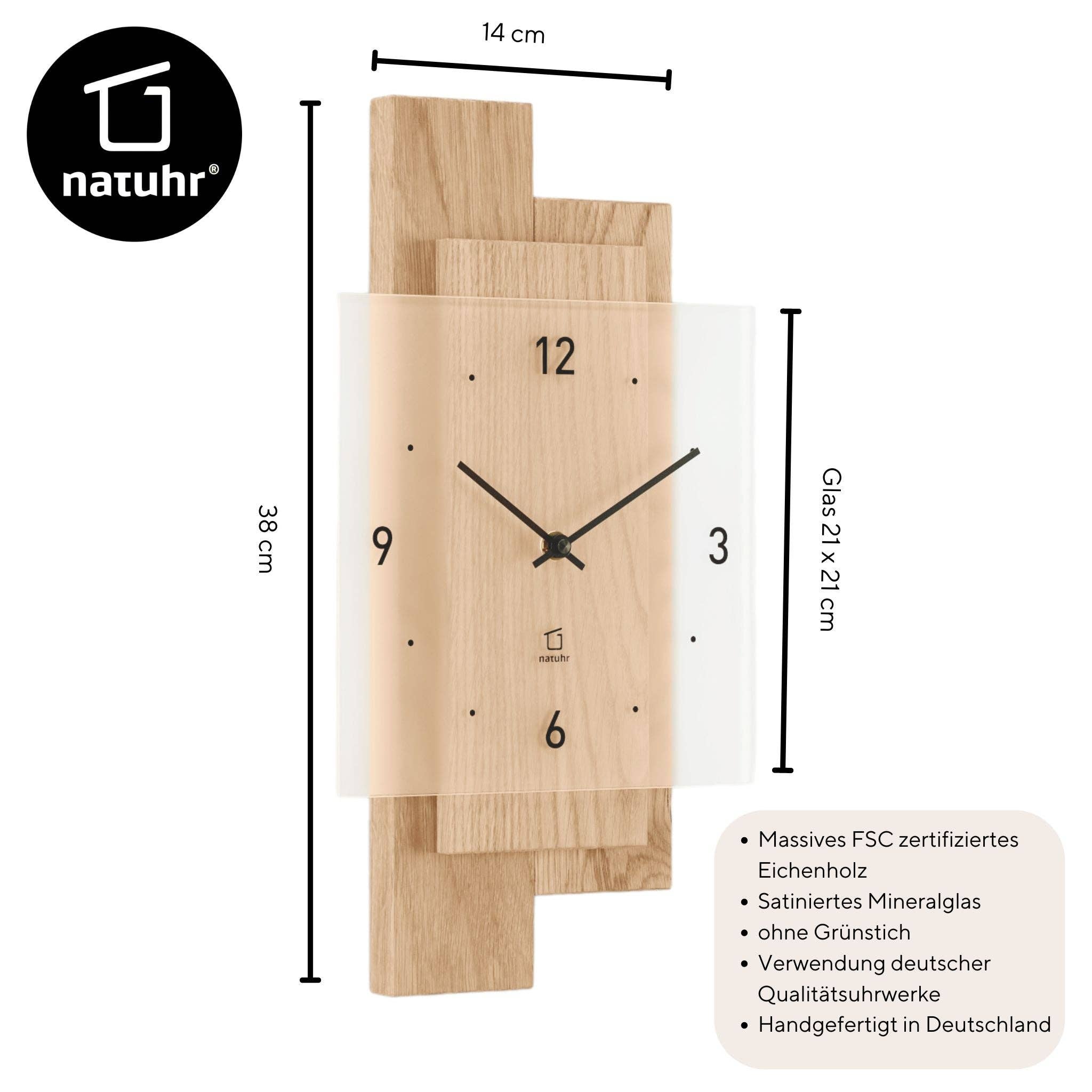 Natuhr - Wholesale Wall Clock - Eichwald wall clock untreated - glass dial1