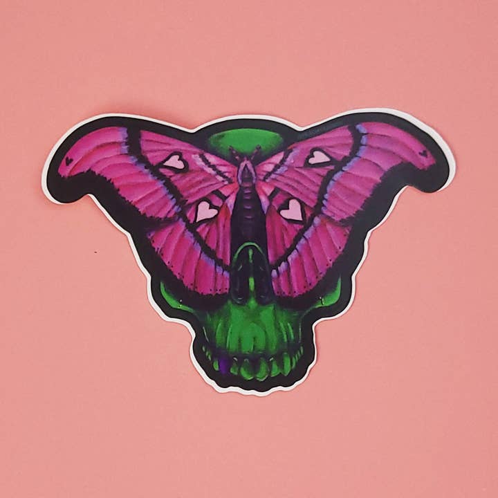 Autocollant en vinyle Cover Up - Crâne et papillon pour la vente par PeachyxJames