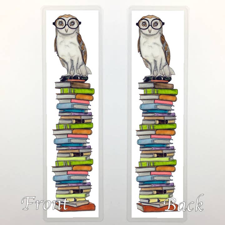 PinkPolish Design - Wholesale Bookmark - "Book-Learned Owl", 2-Sided Bookmark