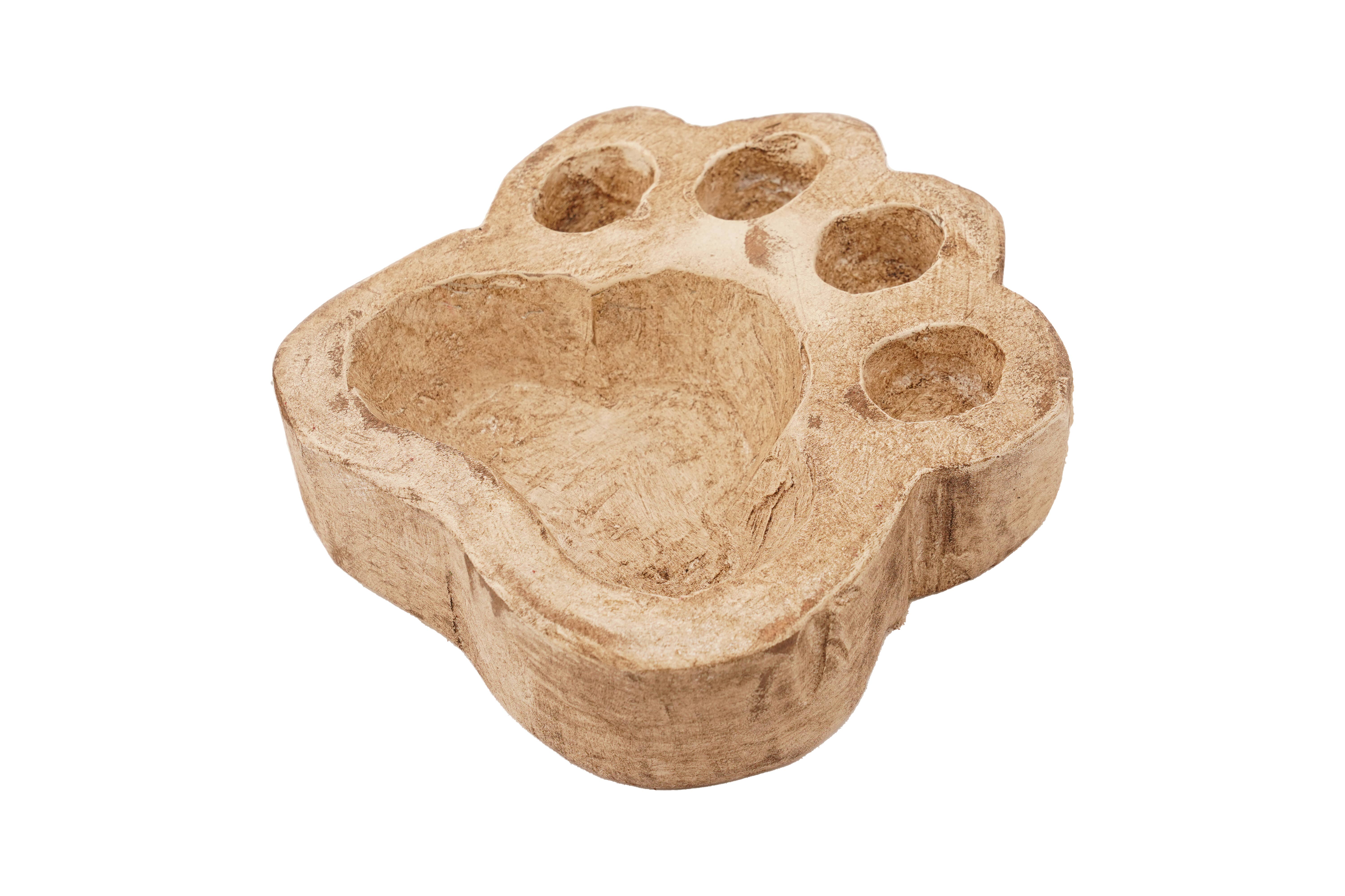 My Amigos Imports - Wholesale Candle Holder - Dog Paw Bowl-Mini-6 x 6 x 2inches-Wood-Candle Ready-Paw-Mini4