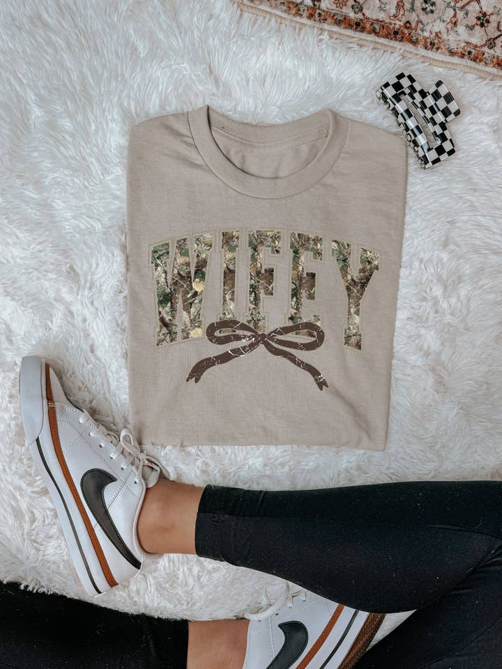 Camo Wifey Tee, Western Wifey Tee for wholesale by Bar Tabs Wholesale
