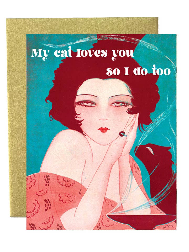 My Cat Loves You Art Deco Card for wholesale by The Twentieth