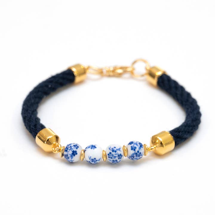 Claremont - Navy/Gold - Nautical Rope Bracelet for wholesale by Allison Cole Jewelry