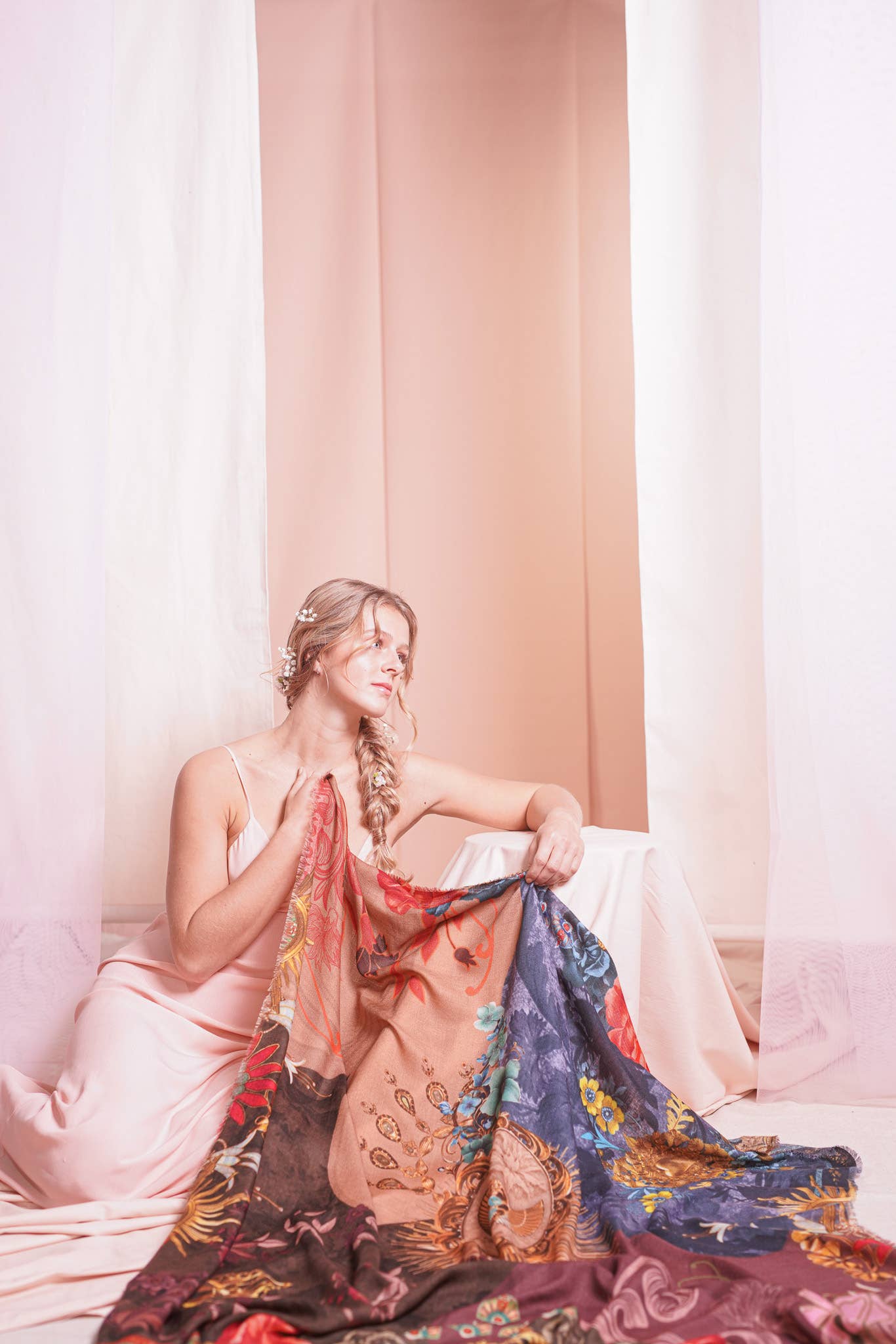 BROKANTE – Cachecol - Mulher por atacado – Grande quadrado caxemira 130x130cm ADORAÇÃO1