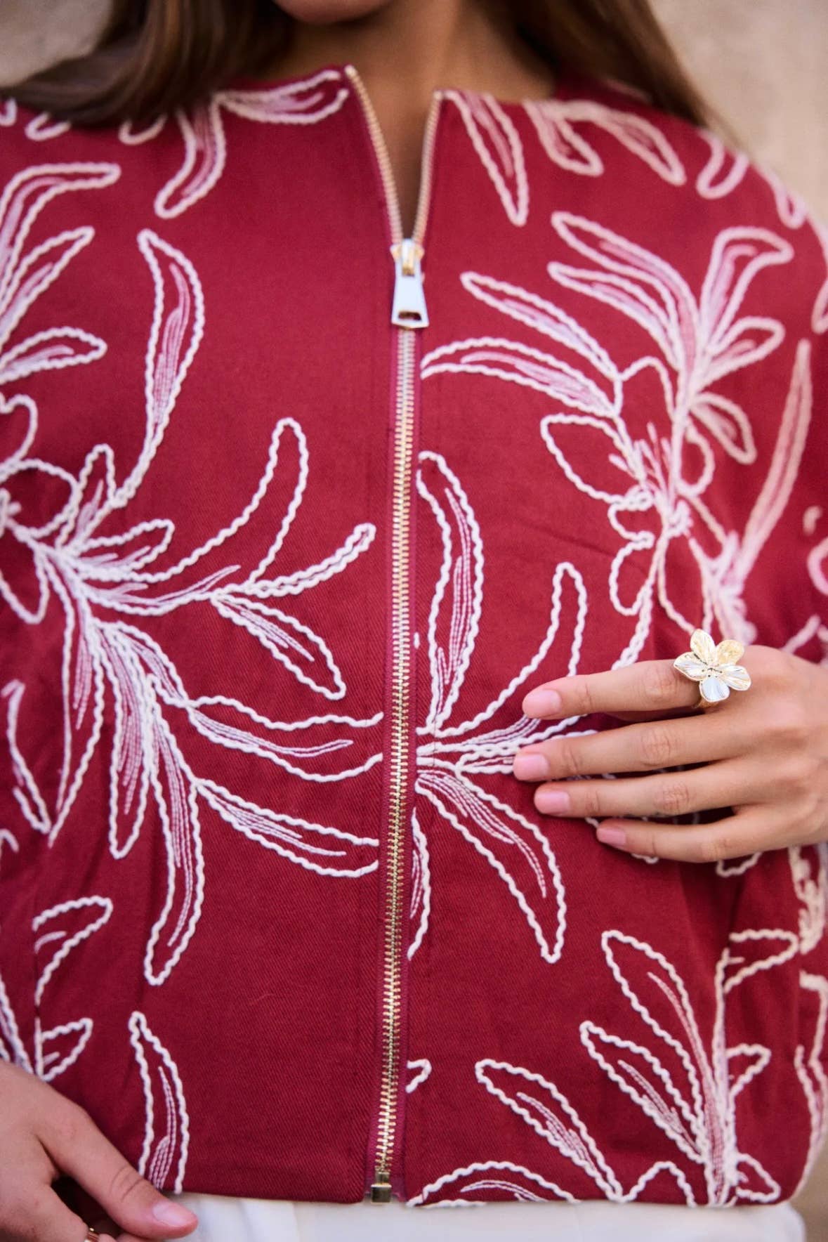 Frime - Wholesale Jacket - Women's - Embroidered jacket with puff sleeves - 56576