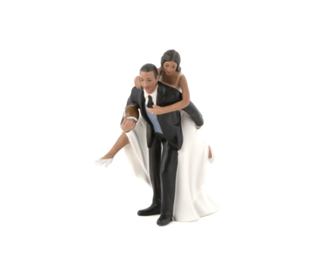 Weddingstar Inc. – wholesale Cake/cupcake topper – Football Piggy Back Bride And Groom Cake Topper1