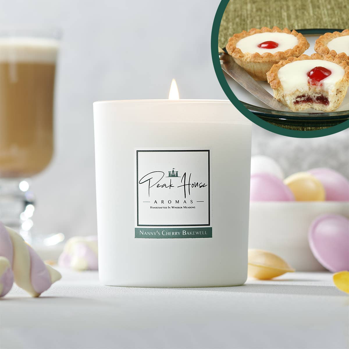 Peak House Aromas – wholesale Jar/filled candle – Nanny's Cherry Bakewell Scented Candle