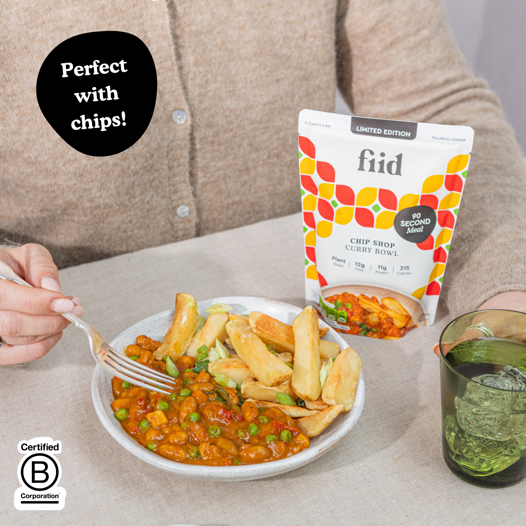 fiid - Vente Plats préparés à longue durée de conservation - Bol à curry Chip Shop - 275 g - Repas végétalien5