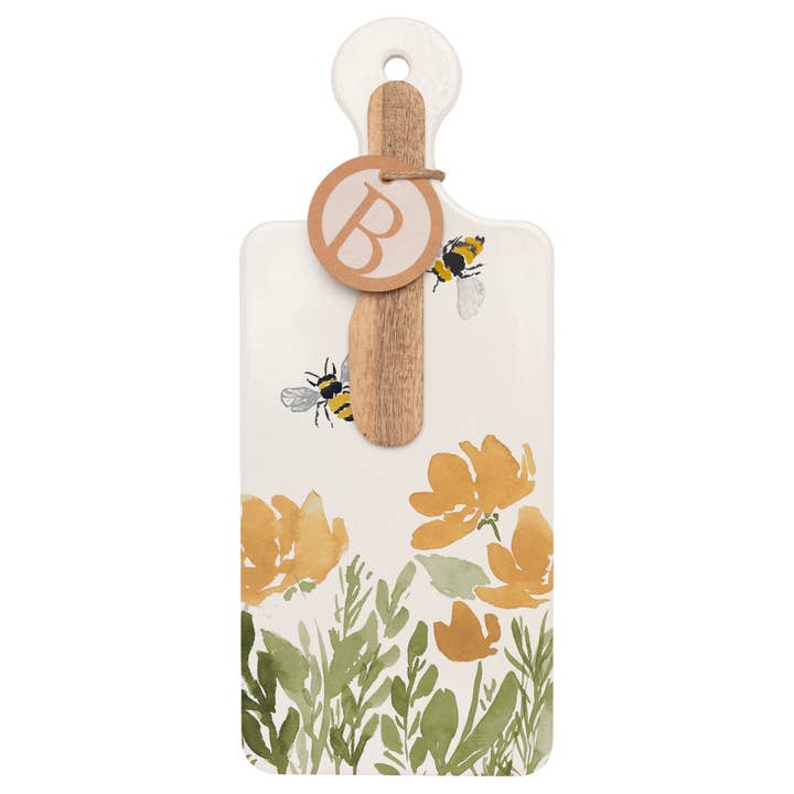 Planche à fromage personnelle Bee Field CUTErie & ensemble de tartineur en bois pour la vente par Boston International