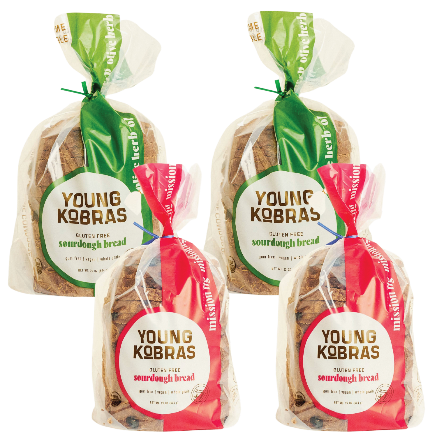 Young Kobras - Wholesale Bread/Tortilla - 4 Gluten-Free Sourdough Loaves (sliced)4