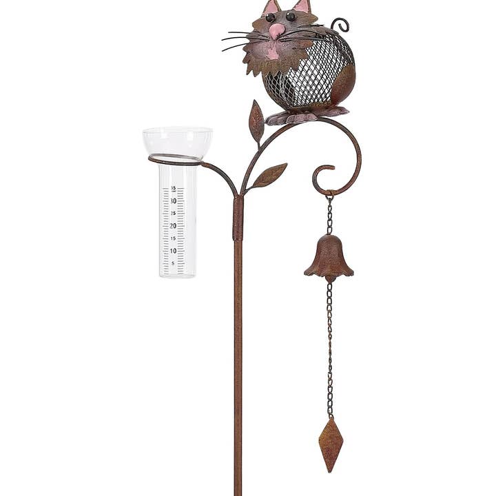 Continental Art Center - Wholesale Garden/Lawn Stake - Solar Rustic Metal Animal Rain Gauge Garden Stakes