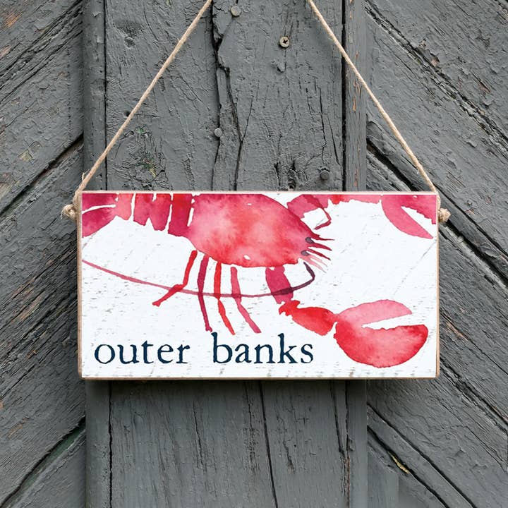 Rustic Marlin - Wholesale Bord/bordje - Gepersonaliseerd aquarel kreeft touw hangend bord