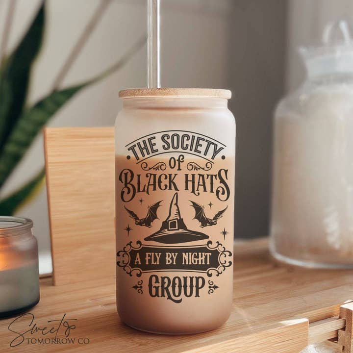 Société du Chapeau Noir Libbey Verre – Gobelet Canette de Bière Sorcière pour la vente par Cataleya Designs Studio LLC