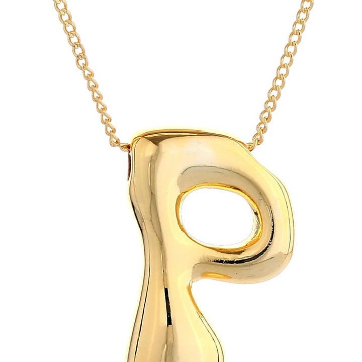 MiMi Wholesale - Wholesale Pendant/Charm Necklace - DJN330009 14K Dipped Big Bubble Letter Initial Necklace19