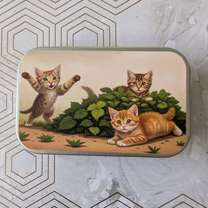 Catnip Tin with 1/3rd oz of freshly sealed catnip. for wholesale by Catnipporium