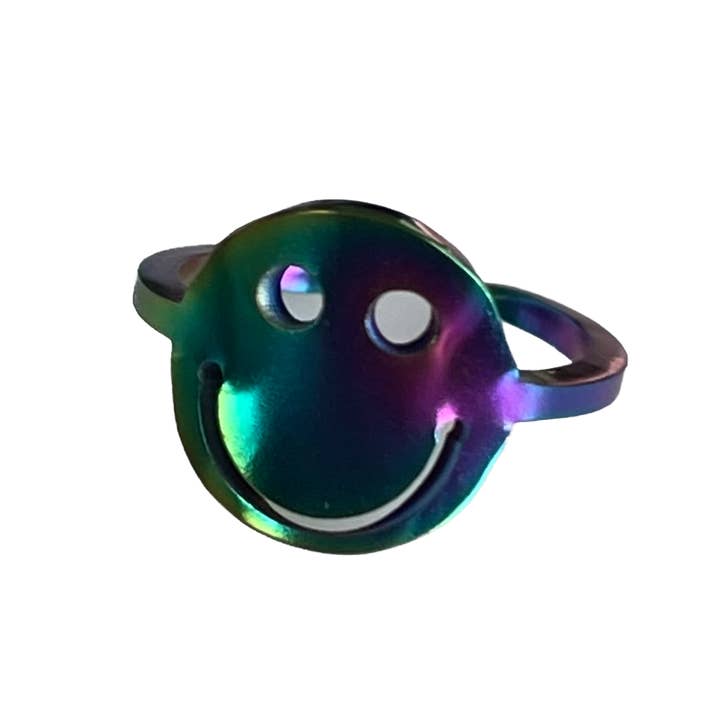 Rainbow Smiley Ring for wholesale by Jack and Jewelz